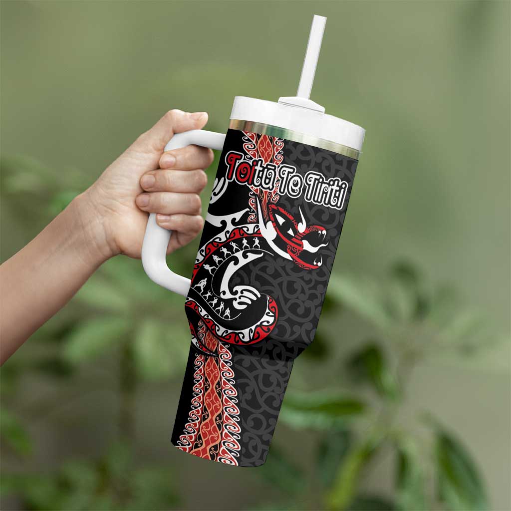 Aotearoa Toitu Te Tiriti Tumbler With Handle Maori Taniwha Haka - Honour the Treaty LT03 - Polynesian Pride