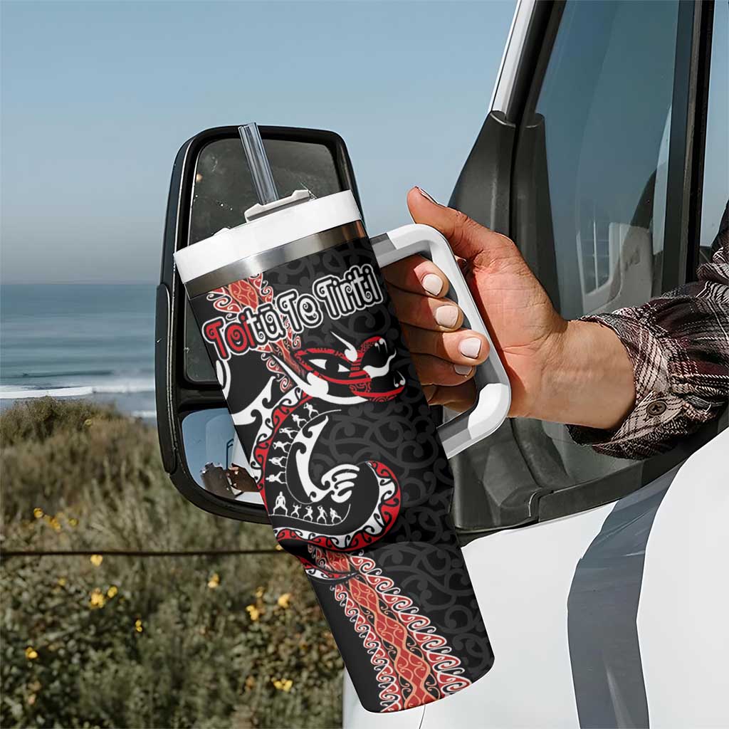 Aotearoa Toitu Te Tiriti Tumbler With Handle Maori Taniwha Haka - Honour the Treaty LT03 - Polynesian Pride