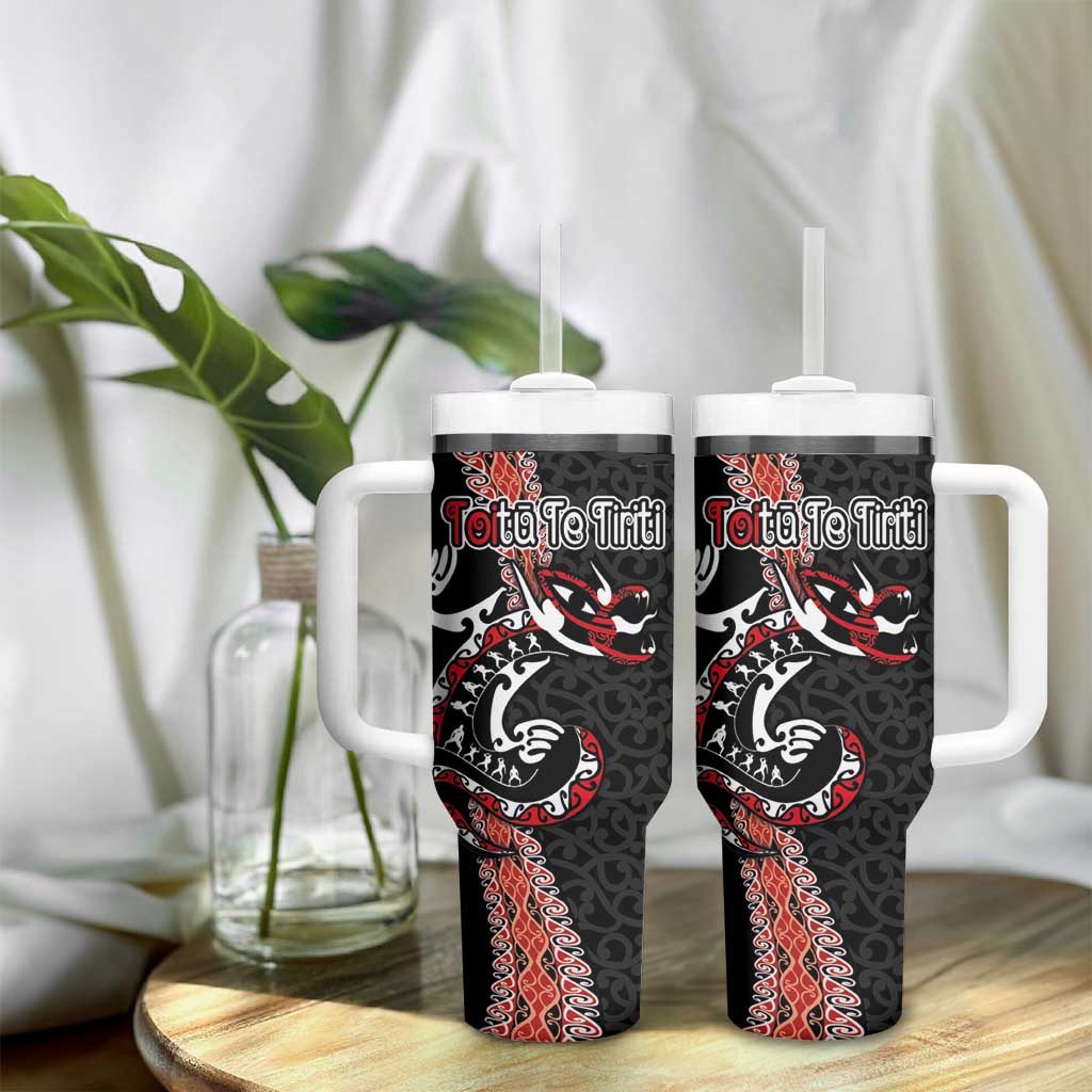 Aotearoa Toitu Te Tiriti Tumbler With Handle Maori Taniwha Haka - Honour the Treaty LT03 - Polynesian Pride