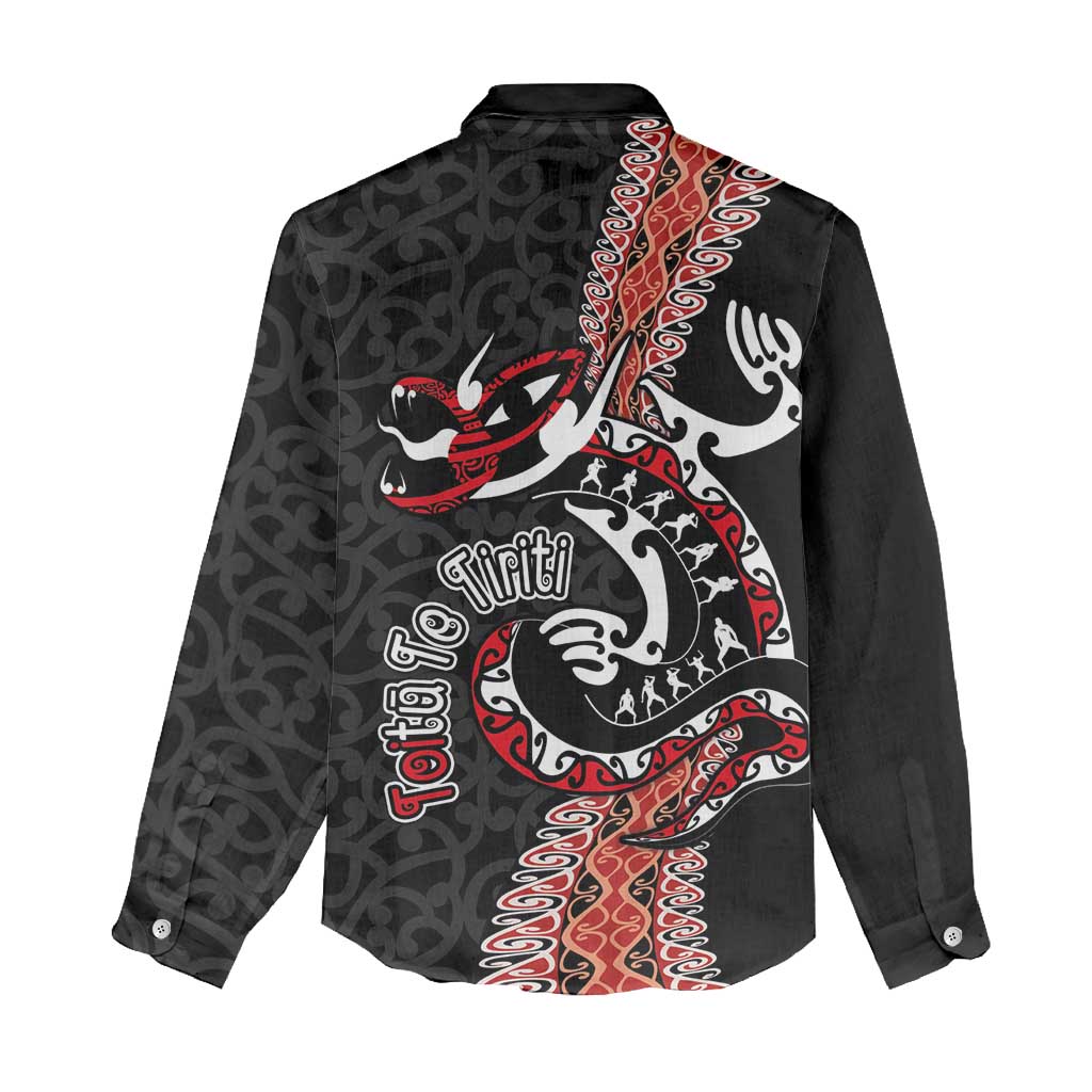 Aotearoa Toitu Te Tiriti Women Casual Shirt Maori Taniwha Haka - Honour the Treaty LT03 - Polynesian Pride