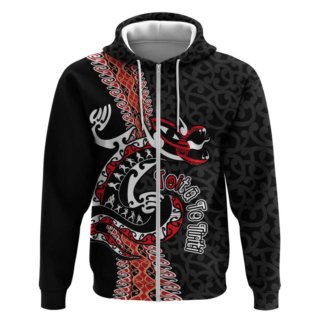 Aotearoa Toitu Te Tiriti Zip Hoodie Maori Taniwha Haka - Honour the Treaty LT03
