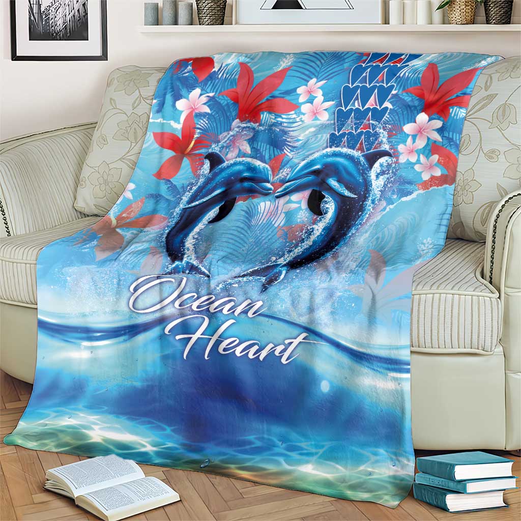Hawaiian Dolphin Love Couple - Ocean Heart Blanket