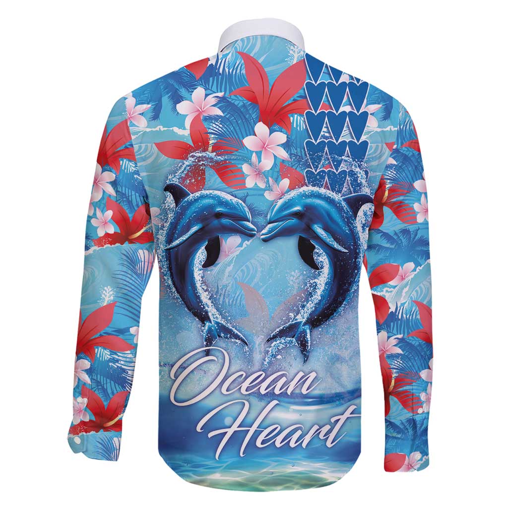 Hawaiian Dolphin Love Couple - Ocean Heart Family Matching Summer Maxi Dress and Hawaiian Shirt LT03 - Polynesian Pride