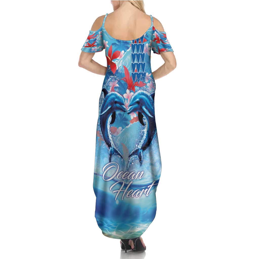 Hawaiian Dolphin Love Couple - Ocean Heart Family Matching Summer Maxi Dress and Hawaiian Shirt LT03 - Polynesian Pride