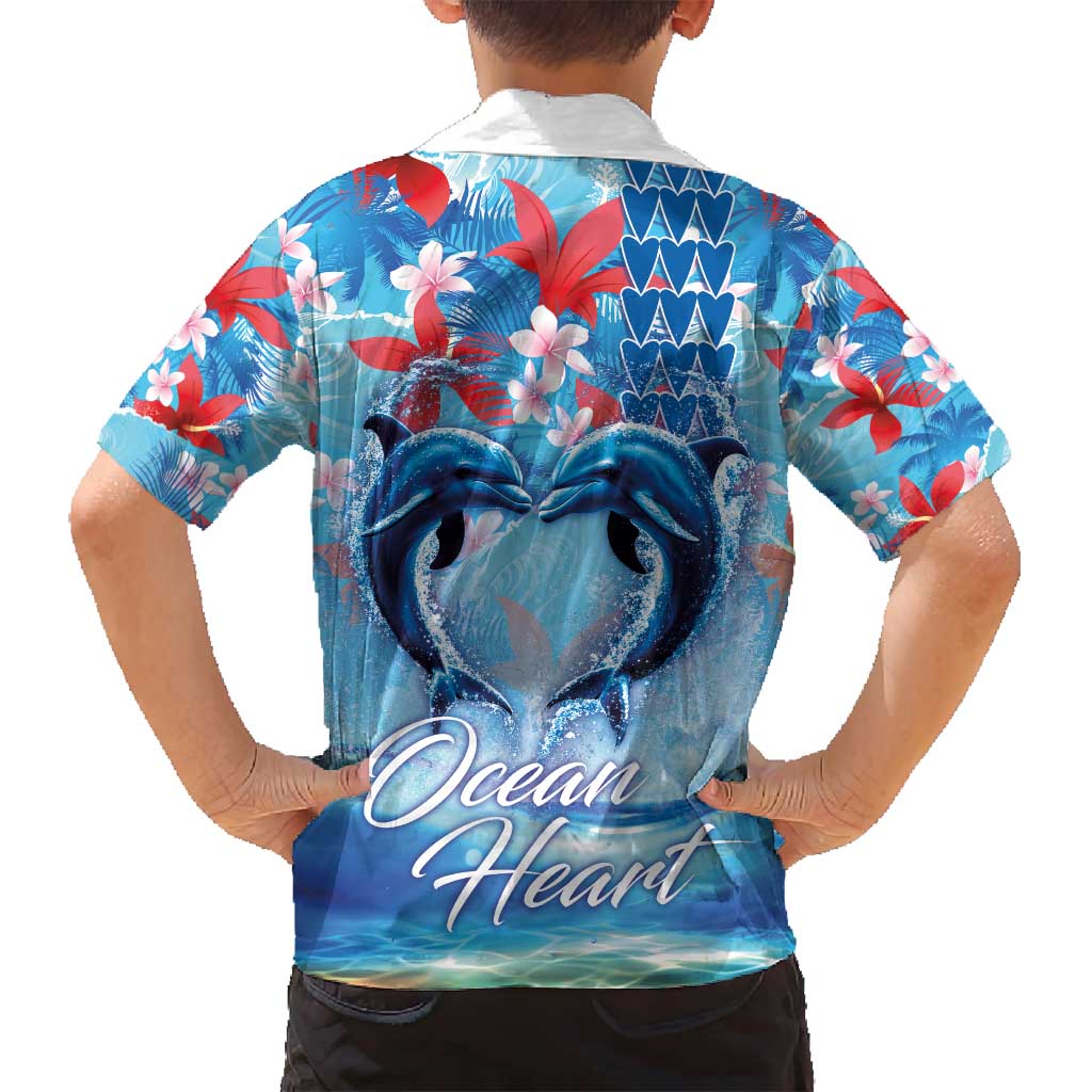 Hawaiian Dolphin Love Couple - Ocean Heart Family Matching Tank Maxi Dress and Hawaiian Shirt LT03 - Polynesian Pride
