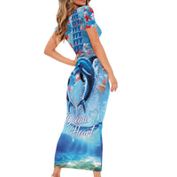 Hawaiian Dolphin Love Couple - Ocean Heart Short Sleeve Bodycon Dress