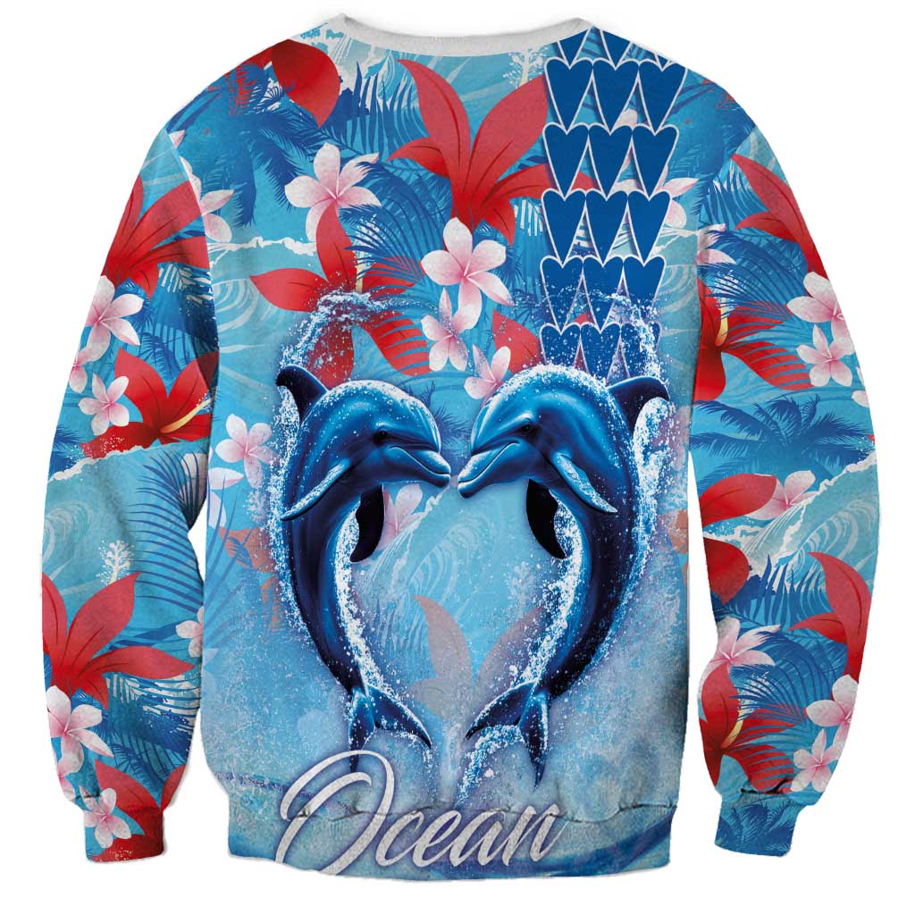 Hawaiian Dolphin Love Couple - Ocean Heart Sweatshirt