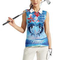 Hawaiian Dolphin Love Couple - Ocean Heart Women Sleeveless Polo Shirt LT03 - Polynesian Pride