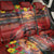 Hawaiian Turtle Love Couple Back Car Seat Cover Ocean Serenade - Honu Honi Ihu with Hibiscus and Romantic Sunset Red Color