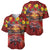 Hawaiian Turtle Love Couple Baseball Jersey Ocean Serenade - Honu Honi Ihu with Hibiscus and Romantic Sunset Red Color