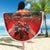 Hawaiian Turtle Love Couple Beach Blanket Ocean Serenade - Honu Honi Ihu with Hibiscus and Romantic Sunset Red Color