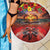 Hawaiian Turtle Love Couple Beach Blanket Ocean Serenade - Honu Honi Ihu with Hibiscus and Romantic Sunset Red Color