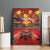 Hawaiian Turtle Love Couple Canvas Wall Art Ocean Serenade - Honu Honi Ihu with Hibiscus and Romantic Sunset Red Color