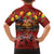 Hawaiian Turtle Love Couple Family Matching Off The Shoulder Long Sleeve Dress and Hawaiian Shirt Ocean Serenade - Honu Honi Ihu with Hibiscus and Romantic Sunset Red Color