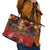 Hawaiian Turtle Love Couple Leather Tote Bag Ocean Serenade - Honu Honi Ihu with Hibiscus and Romantic Sunset Red Color