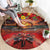 Hawaiian Turtle Love Couple Round Carpet Ocean Serenade - Honu Honi Ihu with Hibiscus and Romantic Sunset Red Color