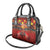 Hawaiian Turtle Love Couple Shoulder Handbag Ocean Serenade - Honu Honi Ihu with Hibiscus and Romantic Sunset Red Color