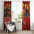 Hawaiian Turtle Love Couple Window Curtain Ocean Serenade - Honu Honi Ihu with Hibiscus and Romantic Sunset Red Color