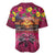 Hawaiian Turtle Love Couple Baseball Jersey Ocean Serenade - Honu Honi Ihu with Hibiscus and Romantic Sunset Pink Color