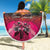 Hawaiian Turtle Love Couple Beach Blanket Ocean Serenade - Honu Honi Ihu with Hibiscus and Romantic Sunset Pink Color