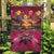 Hawaiian Turtle Love Couple Garden Flag Ocean Serenade - Honu Honi Ihu with Hibiscus and Romantic Sunset Pink Color