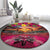 Hawaiian Turtle Love Couple Round Carpet Ocean Serenade - Honu Honi Ihu with Hibiscus and Romantic Sunset Pink Color