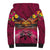 Hawaiian Turtle Love Couple Sherpa Hoodie Ocean Serenade - Honu Honi Ihu with Hibiscus and Romantic Sunset Pink Color