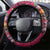 Hawaiian Turtle Love Couple Steering Wheel Cover Ocean Serenade - Honu Honi Ihu with Hibiscus and Romantic Sunset Pink Color