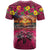 Hawaiian Turtle Love Couple T Shirt Ocean Serenade - Honu Honi Ihu with Hibiscus and Romantic Sunset Pink Color