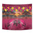 Hawaiian Turtle Love Couple Tapestry Ocean Serenade - Honu Honi Ihu with Hibiscus and Romantic Sunset Pink Color