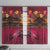 Hawaiian Turtle Love Couple Window Curtain Ocean Serenade - Honu Honi Ihu with Hibiscus and Romantic Sunset Pink Color