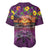 Hawaiian Turtle Love Couple Baseball Jersey Ocean Serenade - Honu Honi Ihu with Hibiscus and Romantic Sunset Purple Color