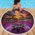 Hawaiian Turtle Love Couple Beach Blanket Ocean Serenade - Honu Honi Ihu with Hibiscus and Romantic Sunset Purple Color