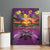 Hawaiian Turtle Love Couple Canvas Wall Art Ocean Serenade - Honu Honi Ihu with Hibiscus and Romantic Sunset Purple Color