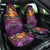 Hawaiian Turtle Love Couple Car Seat Cover Ocean Serenade - Honu Honi Ihu with Hibiscus and Romantic Sunset Purple Color