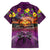 Hawaiian Turtle Love Couple Hawaiian Shirt Ocean Serenade - Honu Honi Ihu with Hibiscus and Romantic Sunset Purple Color