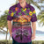 Hawaiian Turtle Love Couple Hawaiian Shirt Ocean Serenade - Honu Honi Ihu with Hibiscus and Romantic Sunset Purple Color