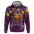 Hawaiian Turtle Love Couple Hoodie Ocean Serenade - Honu Honi Ihu with Hibiscus and Romantic Sunset Purple Color