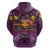 Hawaiian Turtle Love Couple Hoodie Ocean Serenade - Honu Honi Ihu with Hibiscus and Romantic Sunset Purple Color