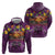 Hawaiian Turtle Love Couple Hoodie Ocean Serenade - Honu Honi Ihu with Hibiscus and Romantic Sunset Purple Color