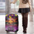 Hawaiian Turtle Love Couple Luggage Cover Ocean Serenade - Honu Honi Ihu with Hibiscus and Romantic Sunset Purple Color