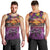 Hawaiian Turtle Love Couple Men Tank Top Ocean Serenade - Honu Honi Ihu with Hibiscus and Romantic Sunset Purple Color