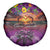 Hawaiian Turtle Love Couple Spare Tire Cover Ocean Serenade - Honu Honi Ihu with Hibiscus and Romantic Sunset Purple Color