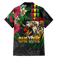 Hawaiian One Love Family Matching Summer Maxi Dress and Hawaiian Shirt Reggae Lion Tropical Plants and Kakau with Tribal Pattern LT03 - Polynesian Pride