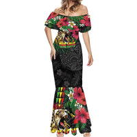 Hawaiian One Love Mermaid Dress Reggae Lion Tropical Plants and Kakau with Tribal Pattern LT03 - Polynesian Pride