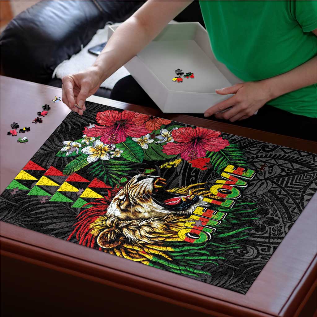 Hawaiian One Love Puzzle Reggae Lion Tropical Plants and Kakau with Tribal Pattern LT03 - Polynesian Pride