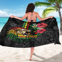 Hawaiian One Love Sarong Reggae Lion Tropical Plants and Kakau with Tribal Pattern LT03 - Polynesian Pride