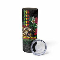Hawaiian One Love Skinny Tumbler Reggae Lion Tropical Plants and Kakau with Tribal Pattern LT03 - Polynesian Pride