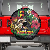 Hawaiian One Love Spare Tire Cover Reggae Lion Tropical Plants and Kakau with Tribal Pattern LT03 - Polynesian Pride