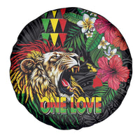 Hawaiian One Love Spare Tire Cover Reggae Lion Tropical Plants and Kakau with Tribal Pattern LT03 - Polynesian Pride
